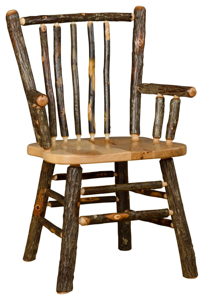 Hickory Log Stick-Back Chair, Set of 2, All Hickory, Arm Chair