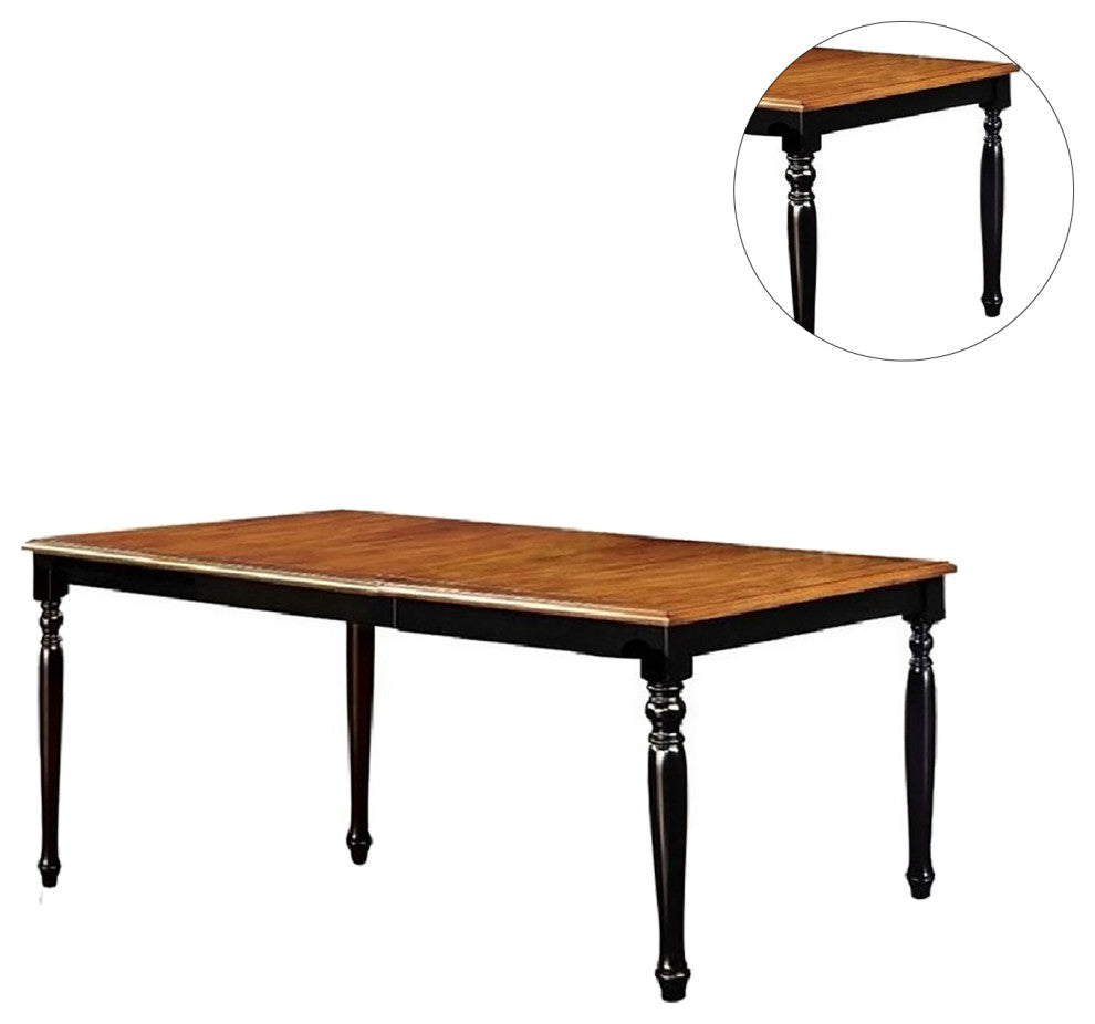 Wooden Dining Table, Black and Antique Oak Finish