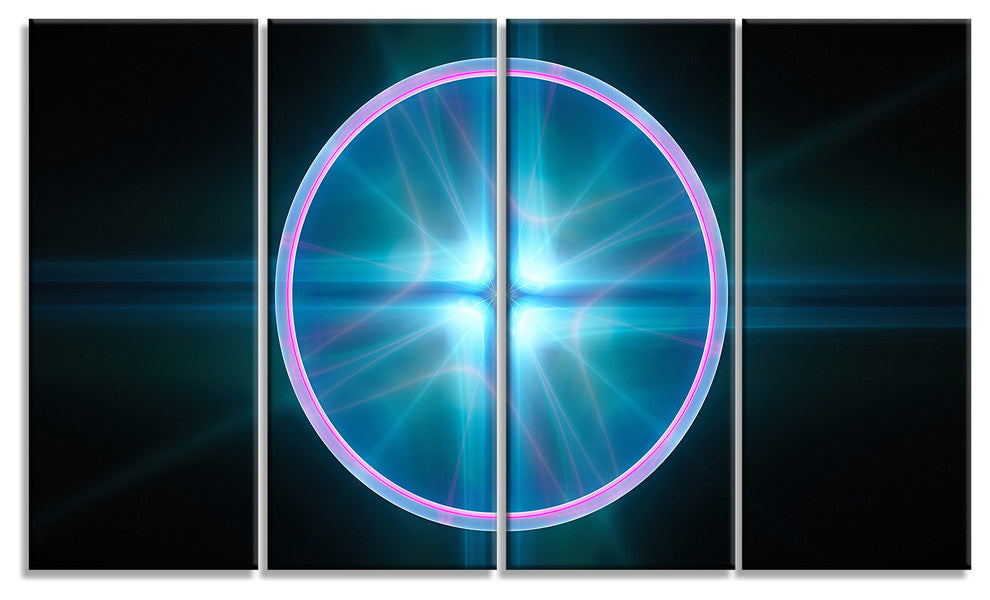Blue Sphere of Cosmic Mind, Abstract Canvas Art Print, 48"x28", 4 Panels