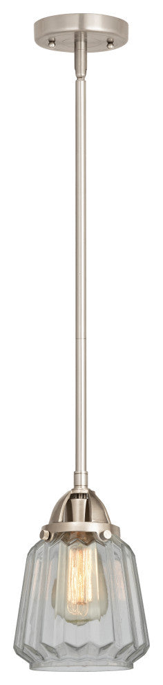 Chatham Mini Pendant, Brushed Satin Nickel, Clear, Clear