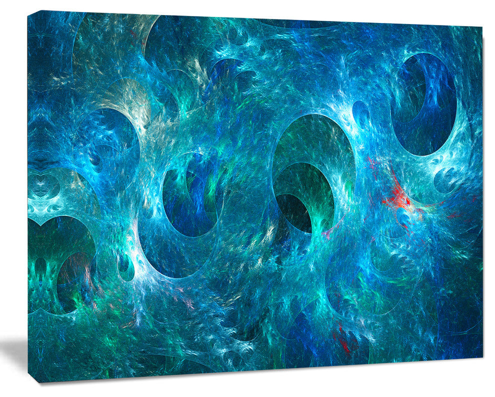 Blue Circles Fractal Texture, Oversized Abstract Canvas Art Print, 60x40
