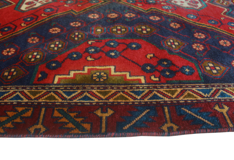 Fine Vintage Distressed Layla Rust/Navy Runner, 3'9x9'9