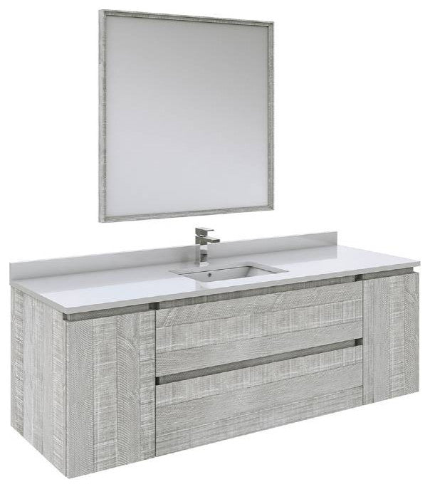 Fresca Formosa 60" Ash Wall Hung Single Sink Modern Bathroom Vanity Set, Faucet