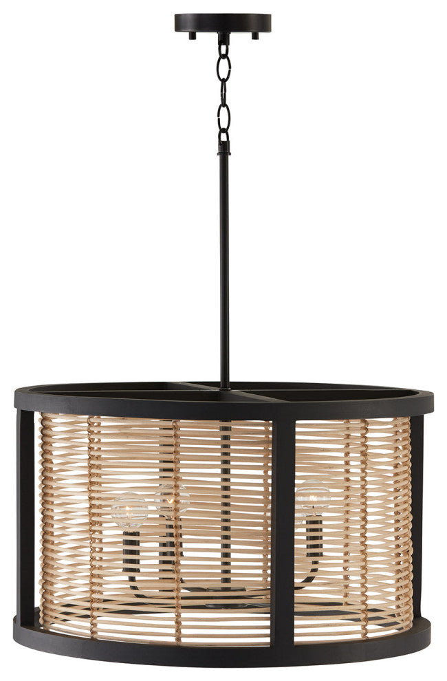 Capital Lighting 344061 Rico 4 Light 22"W Drum Chandelier - Flat Black