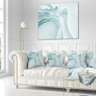 Fractal Large Blue 3D Waves Contemporary Throw Pillow, 18"x18"