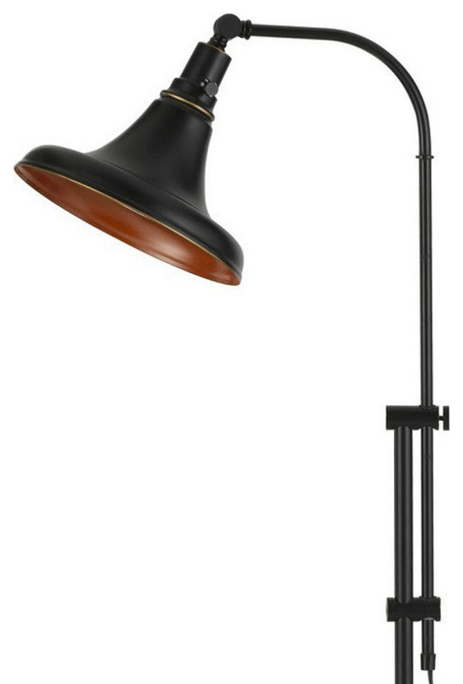 58" Bronze Adjustable Traditional Shaped Floor Lamp With Bronze Dome Shade