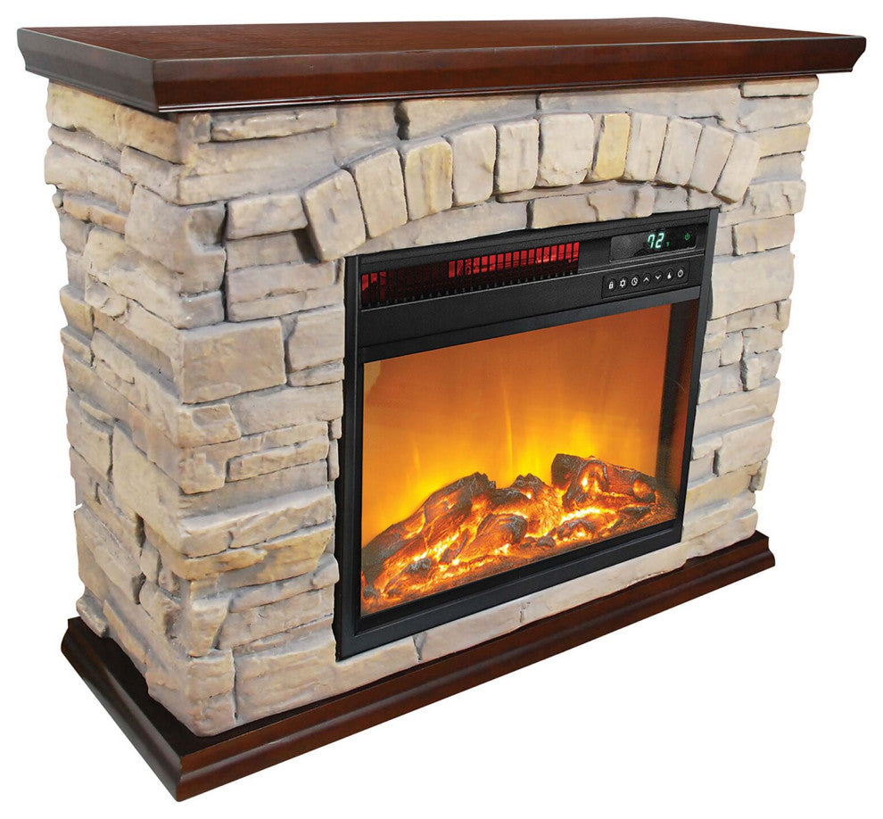 Large Square Infrared Faux Stone Fireplace