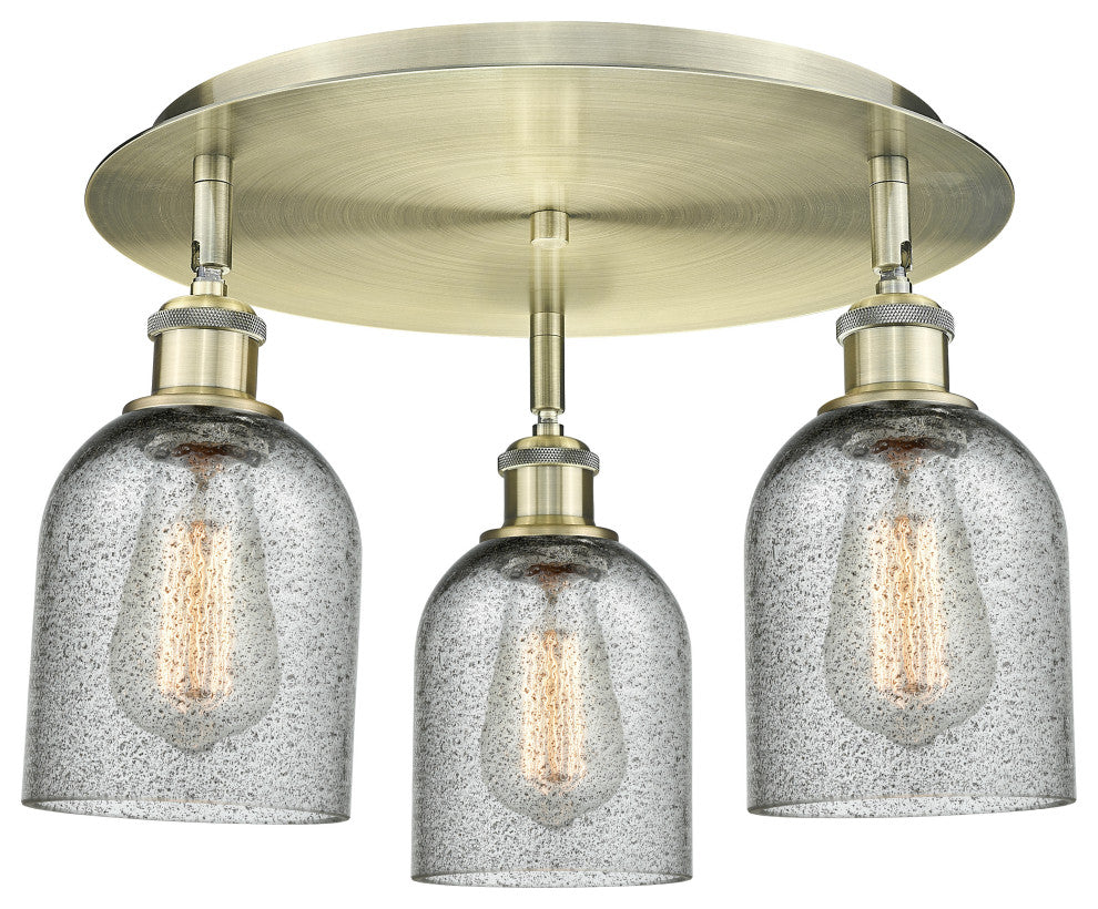 Innovations Caledonia 3 16.75" Flush Mount Antique Brass