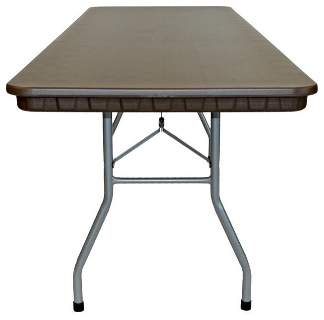 Rectangular Folding Table, Wishbone Metal Legs With Weather Resistant Top, Brown