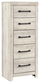 Signature Design by Ashley Cambeck Narrow 5 Drawer Chest in Whitewash