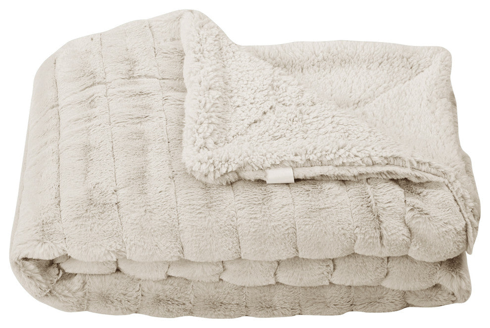 Super Mink Faux Fur Throw Blanket, Bleached Sand, 60"x80"