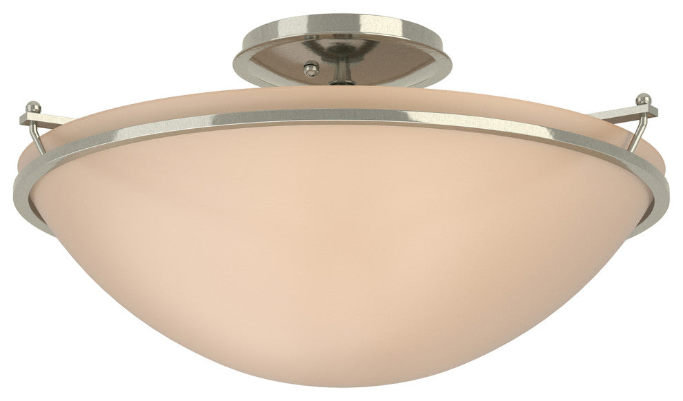 Plain Large Semi-Flush, Sterling Finish, Sand Glass