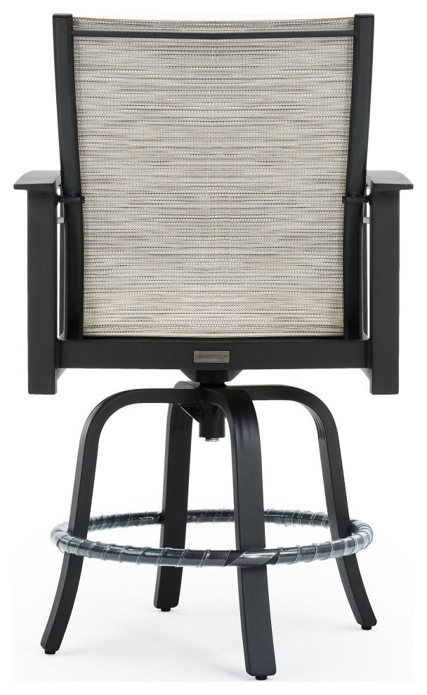 Stanford Sling Swivel Balcony Stool, Gray Rush
