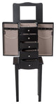 Elegant Wood Mirrored Jewelry Storage Chest Cabinet
