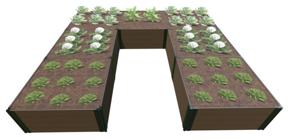 Uptown Brown Walk-In Jumbo U-Shape' 12'x12' 22" Raised Garden Bed, 1" Profile
