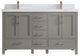 Malibu 60 Double Sink Bathroom Vanity in Elephant Skin Gray 2" Empira Quartz