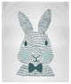 60 x 80 in Monochrome Easter Bunny Throw Blanket, Ocean Abyss Green