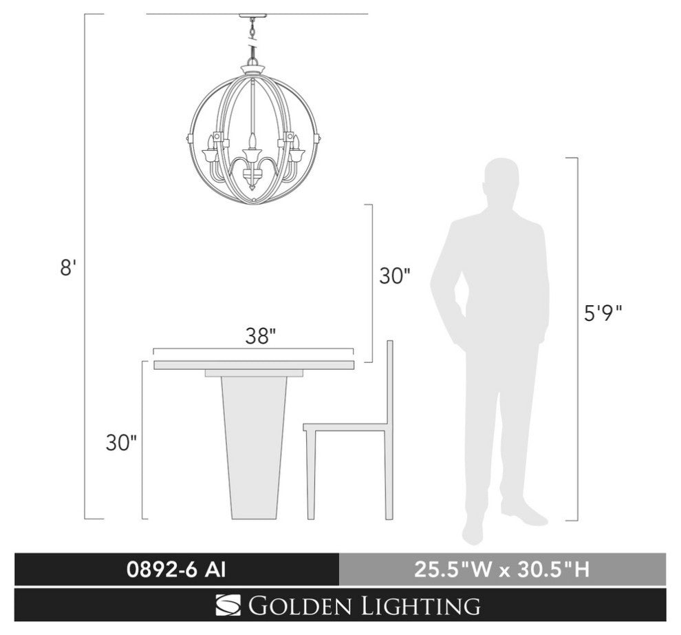 Jules 6-Light Chandelier, Antique Ivory