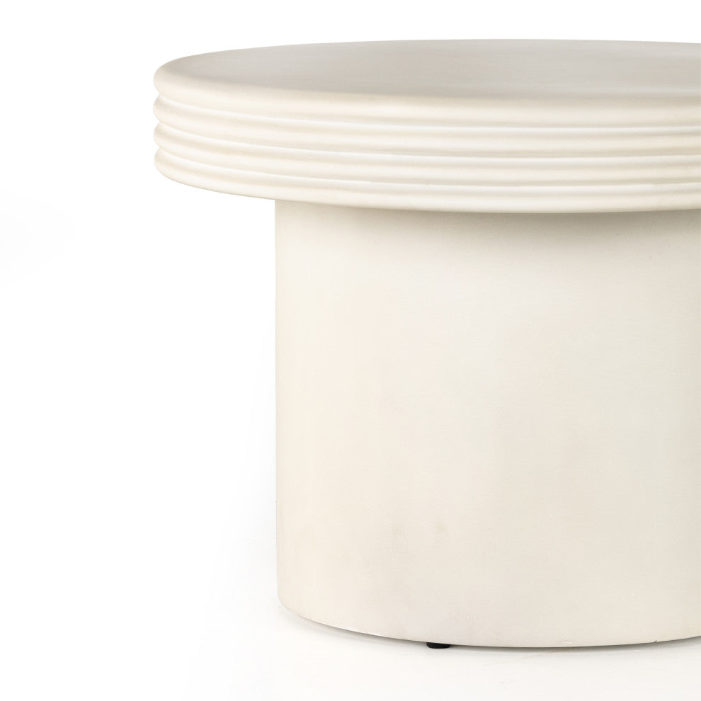Grecia Outdoor End Table-Large-White