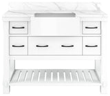 Freestanding Bath Vanity in White with White Quartz Top, 48in