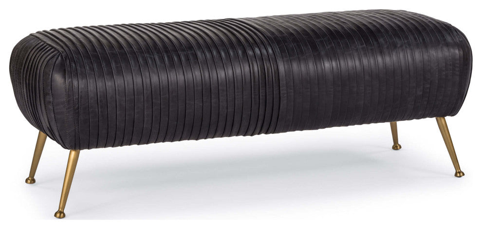Beretta Leather Bench, Modern Black