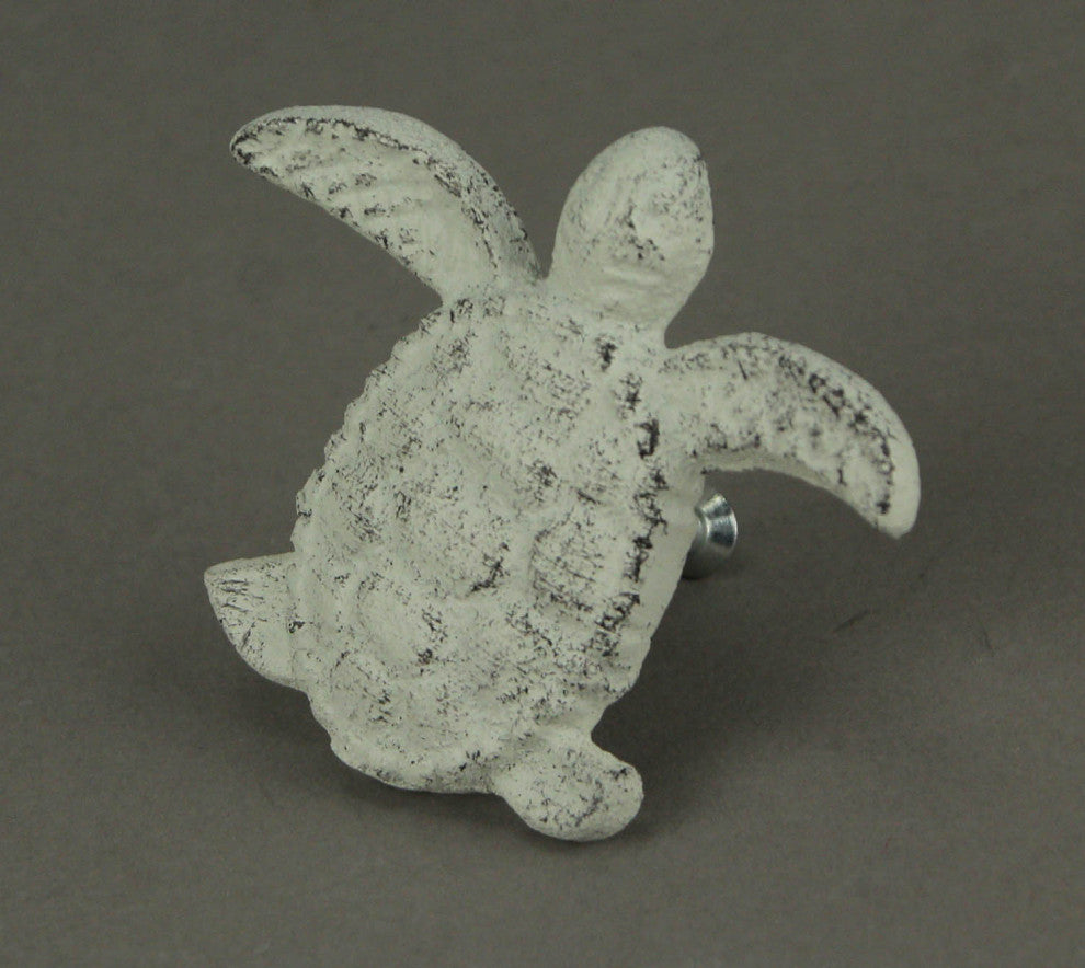 Cast Iron Sea Turtle Handle Drawer Pull Cabinet Knob Beach Decor Set of 12 Whit