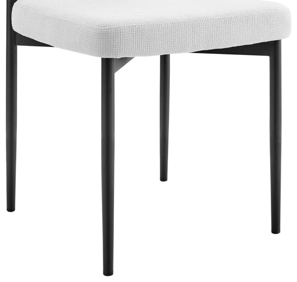 Shannon Dining Chair With Matte Black Iron and Cream Fabric, Set of 2