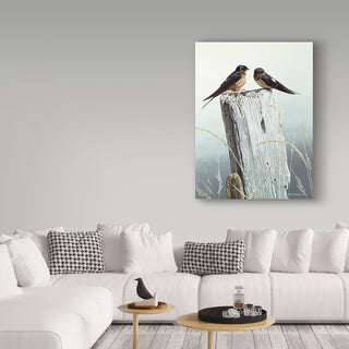 Ron Parker 'Barn Swallows On Fence Post' Canvas Art, 24"x18"