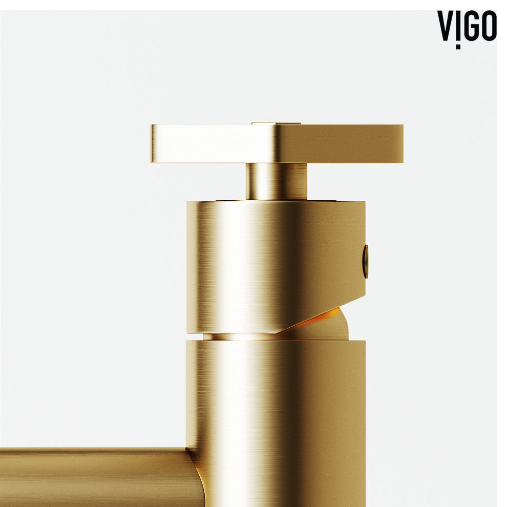 VIGO Ruxton 8" H Single Handle Single Hole Bathroom Faucet, Matte Brushed Gold, Without Extras