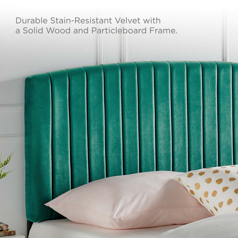 Headboard, Full Queen Size, Velvet, Teal Blue, Modern Contemporary, Bedroom