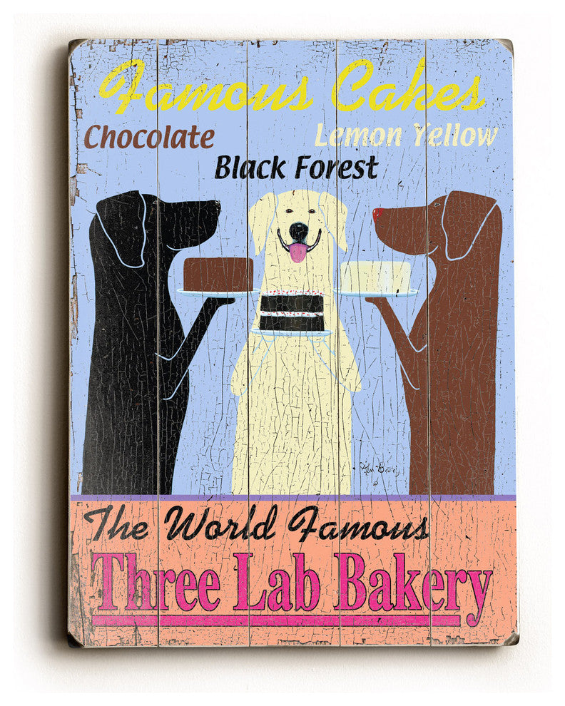 The World Famous Three Lab Bakery Wooden Sign
