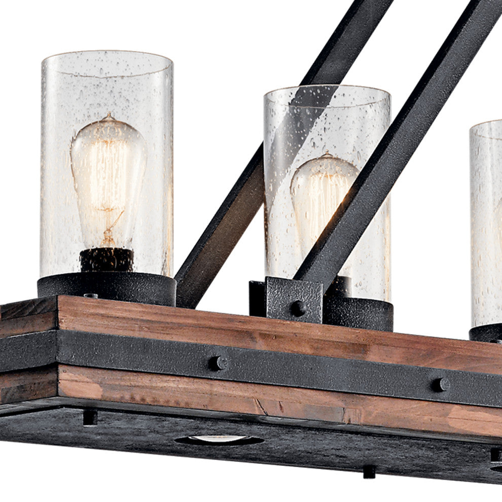 Kichler Colerne Linear Chandelier, Auburn Stained, 5+3