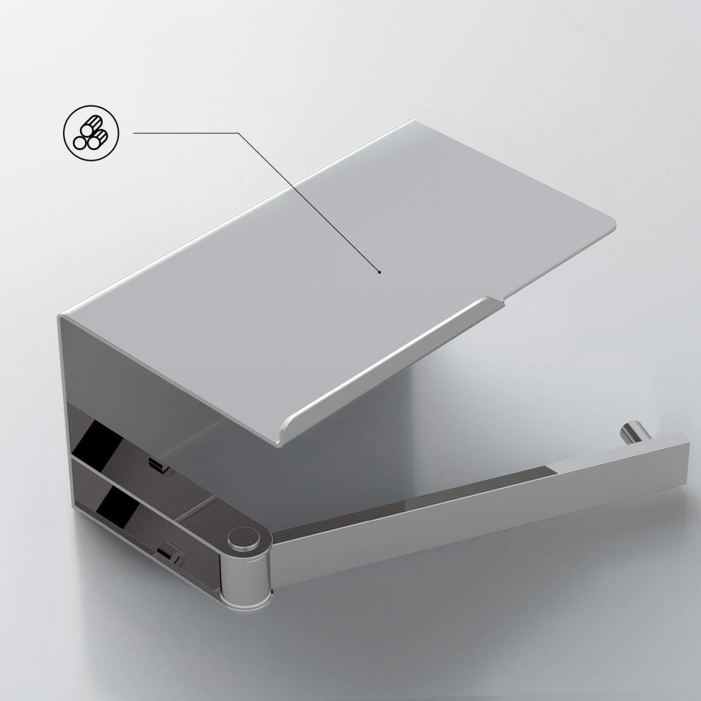 Deco Toilet Paper Holder With Shelf, Chrome