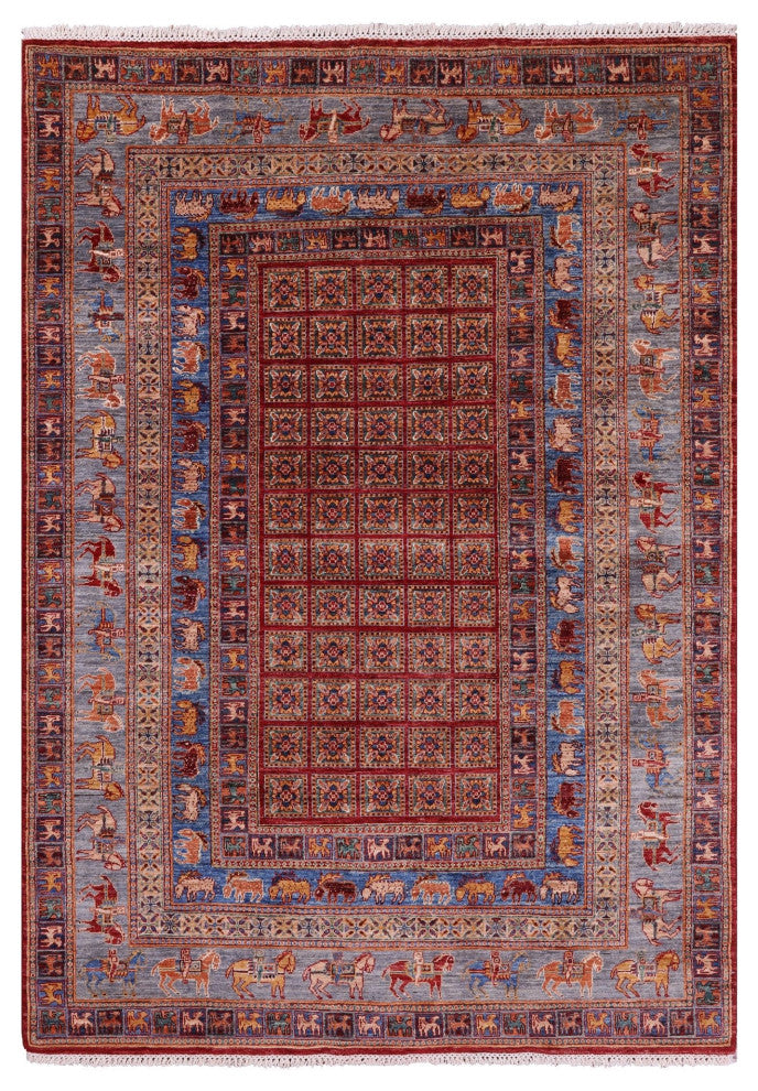 5' 9" X 8' 2" Antiqued Pazyryk Historical Design Handmade Rug Q11264