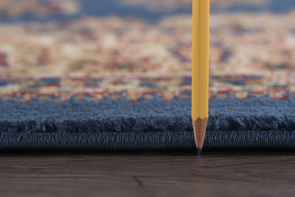 Fiona Transitional Border Navy Runner Rug, 2' x 10'