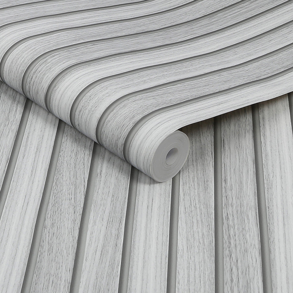 Transform Wooden Slats Peel and Stick Wallpaper, Grey