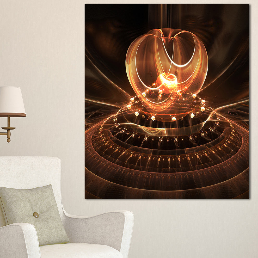 Modern Fractal Brown Dom, Oversized Abstract Canvas Art, 30"x40"