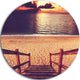 Wood Boardwalk In Beach At Evening, Sea Bridge Disc Metal Artwork, 23"