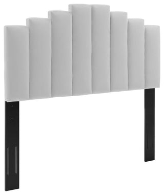 Elise Full Performance Velvet Platform Bed Light Gray