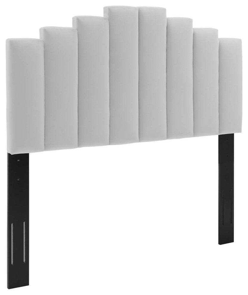 Elise Full Performance Velvet Platform Bed Light Gray