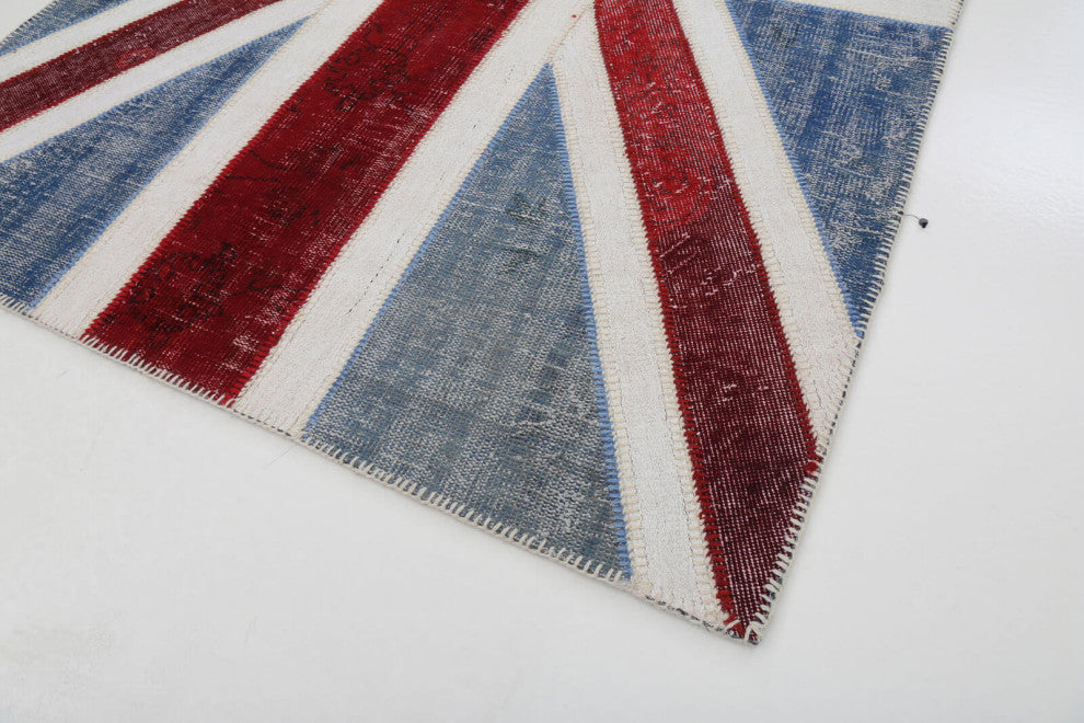 Rug N Carpet - Hand-knotted Turkish 5' 0'' x 7' 11'' Flag Patchwork Rug