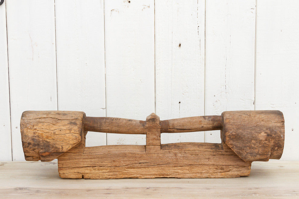 Antique Teak Cartwheel Axle