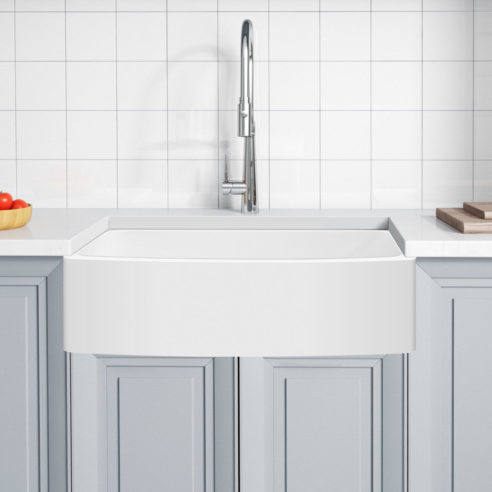ANZZI Prisma Matte White Solid Surface Farmhouse 36" Single Bowl Kitchen Sink