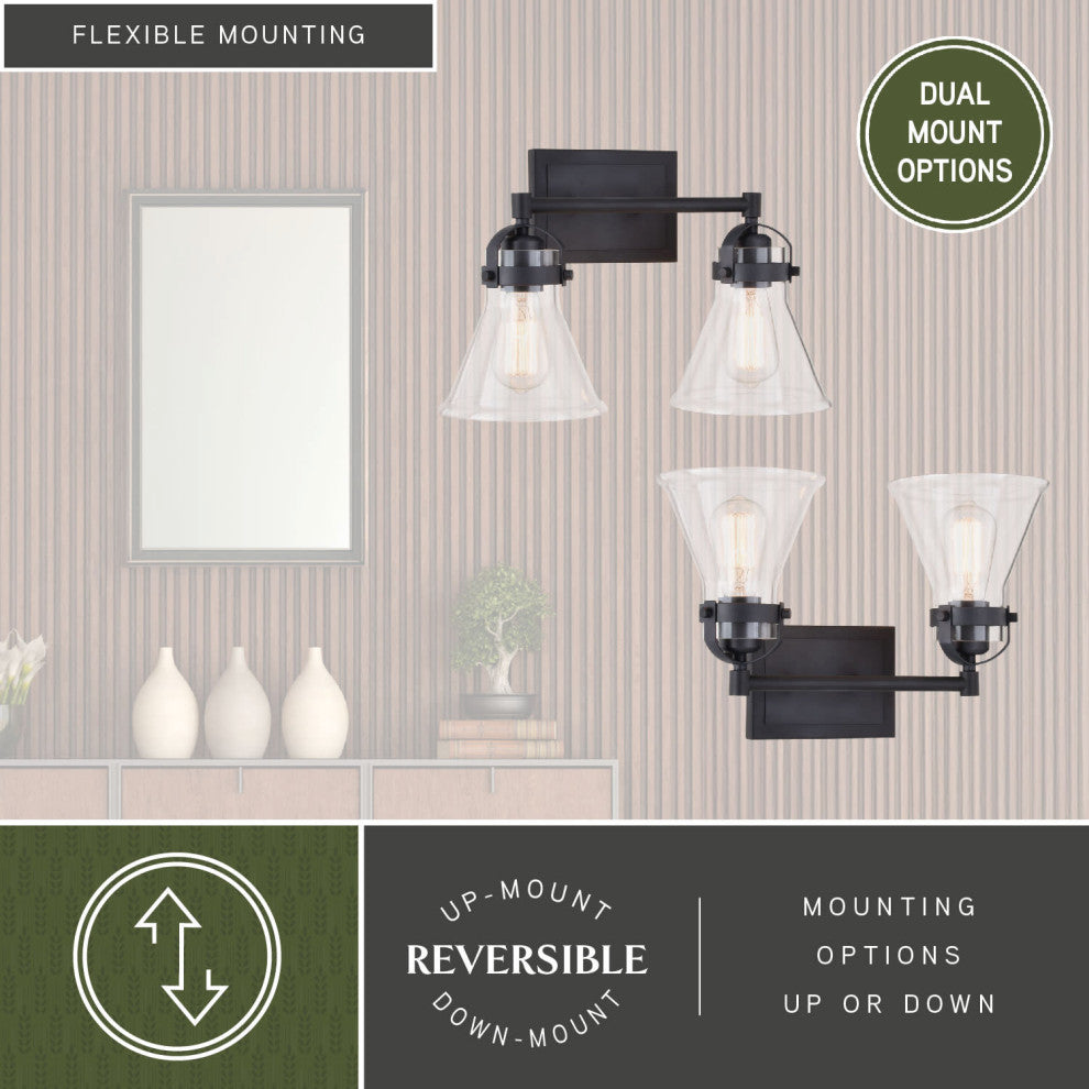 Mason 2 Light Vanity Charcoal Black