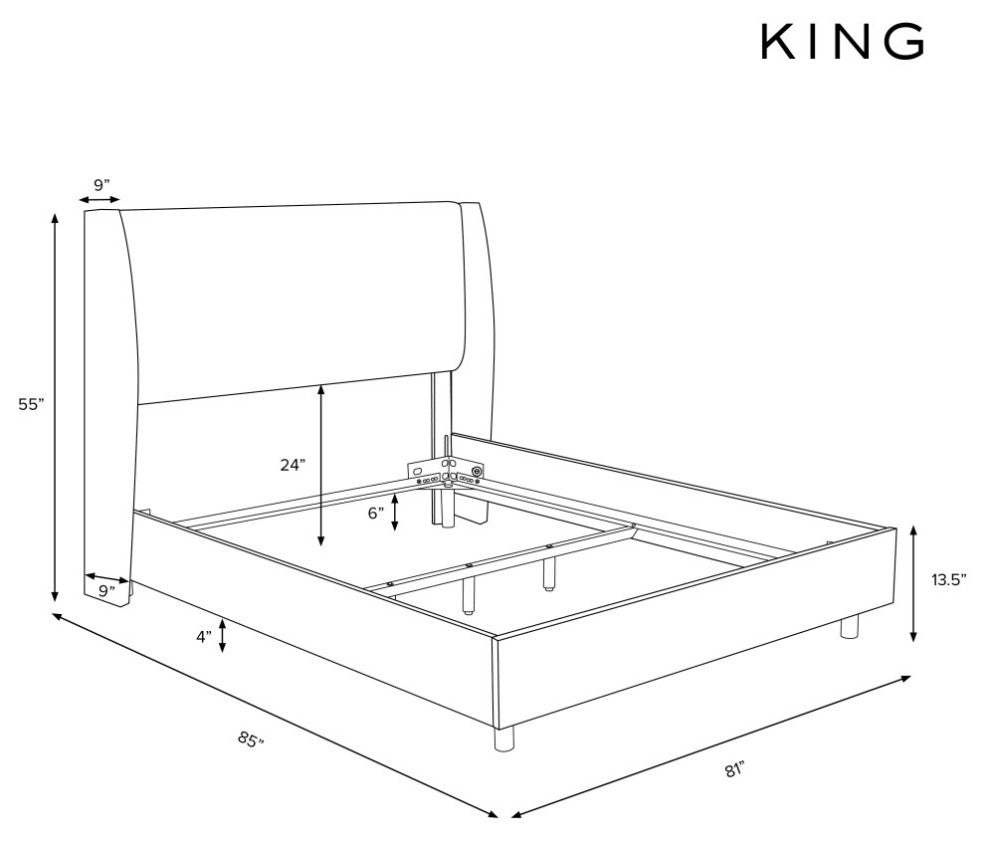 King Bed, Milano Snow