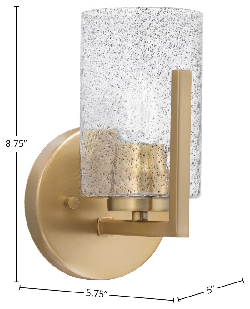 Atlas 1-Light Wall Sconce, New Age Brass/Smoke Bubble