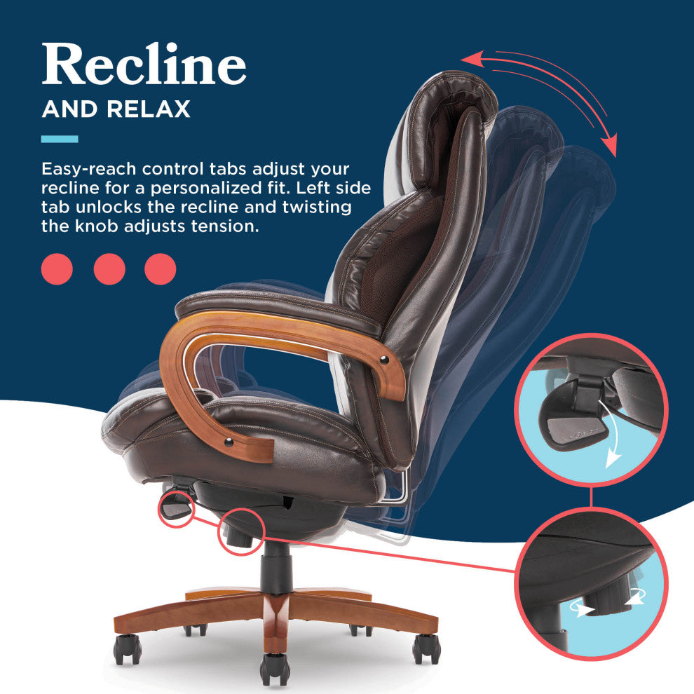La-Z-Boy Big and Tall Trafford Executive Office Chair with AIR Lumbar Brown