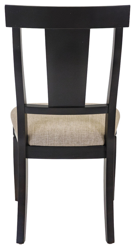 Two Wood Traditional Kitchen Table Chairs, Set of 2, Black