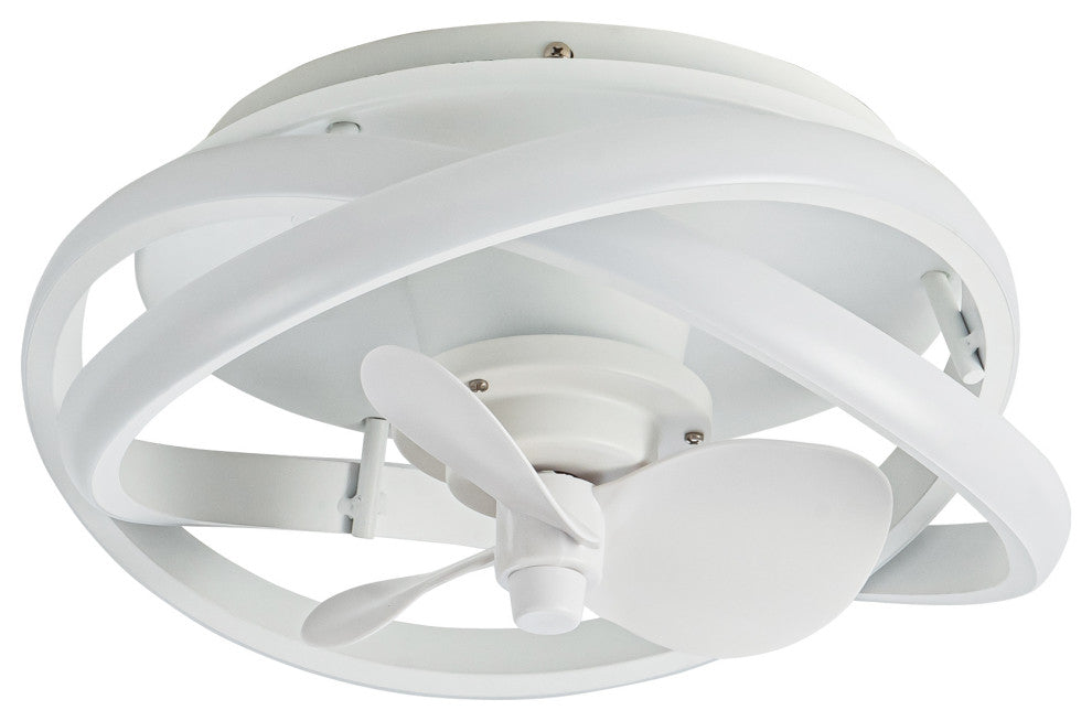12.5-inch Modern White Small LED Flush Mount Ceiling Fan