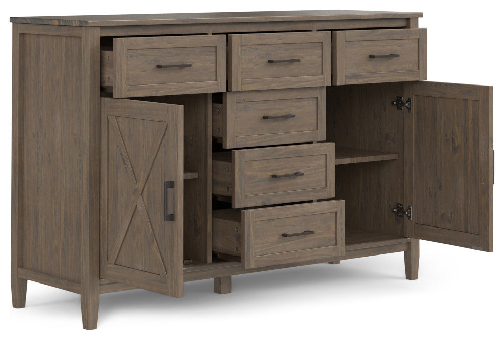 Ela Solid Wood Sideboard, Smoky Brown